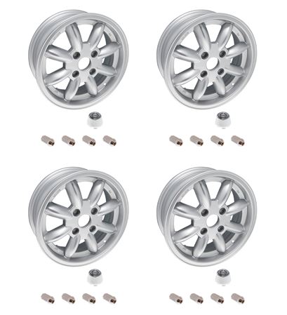 Classic 8 Spoke Alloy Road Wheel Kit - Set of 4 - 5.5J x 15 inch - Bolt On - Including Wheel Nuts & centres - RS1749K